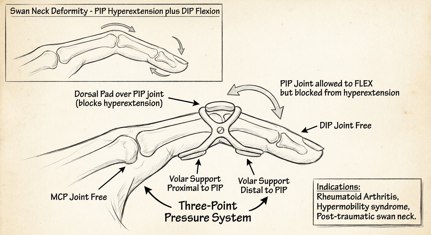 Swan Neck Deformity Splint - Drawable Diagram