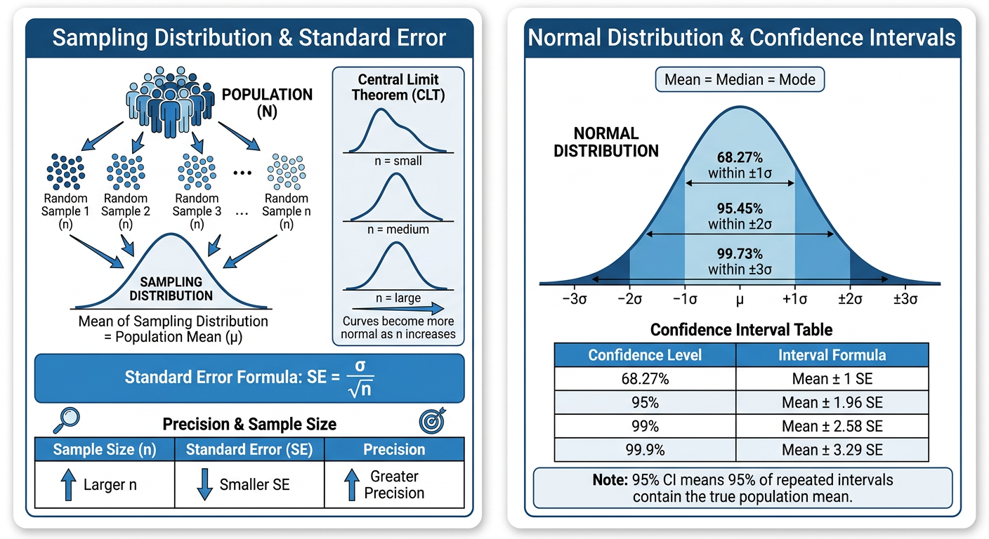 Sampling Distribution, Normal Distribution, Standard Error & Confidence Intervals