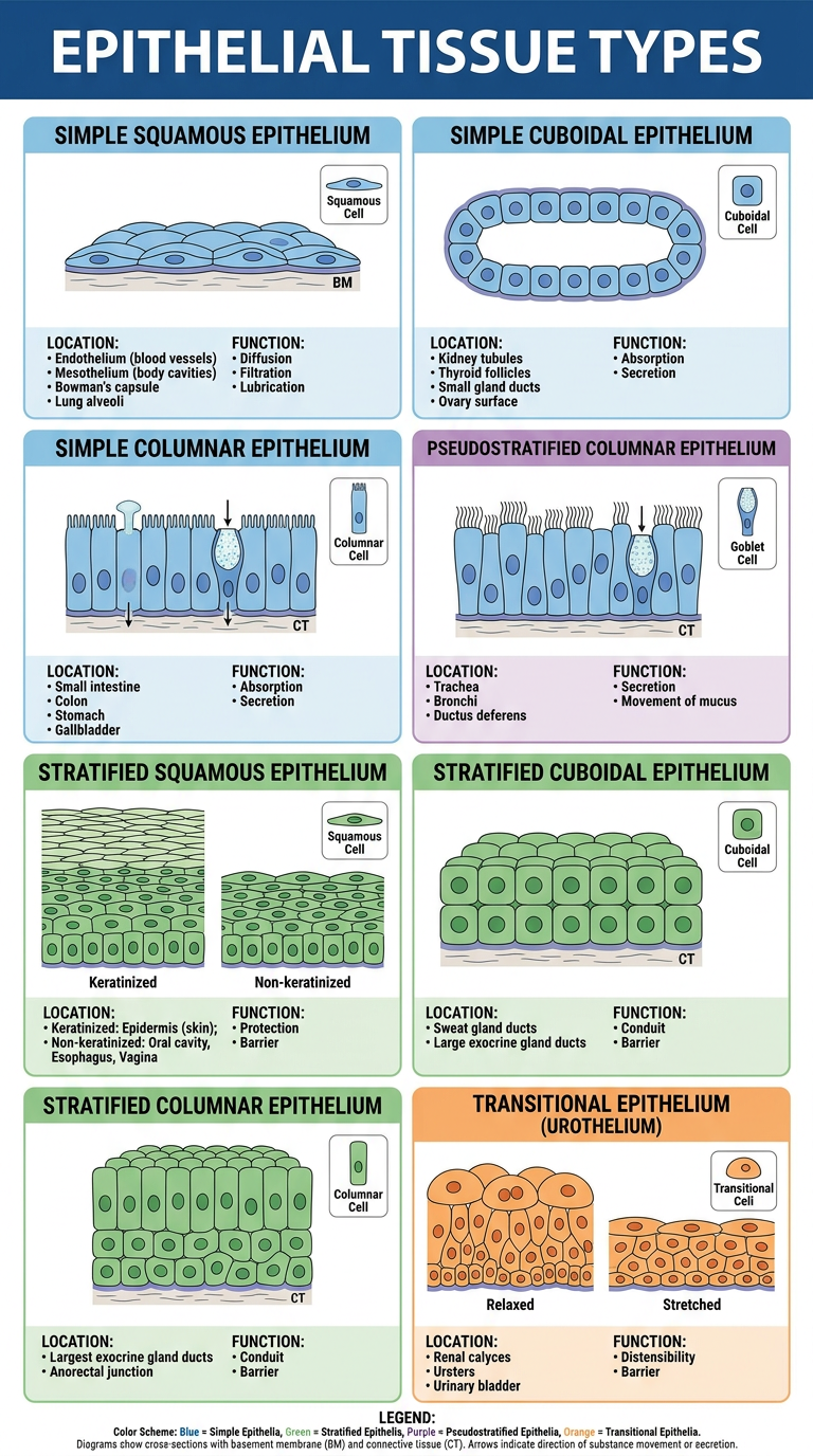 Epithelial Tissue Types Poster