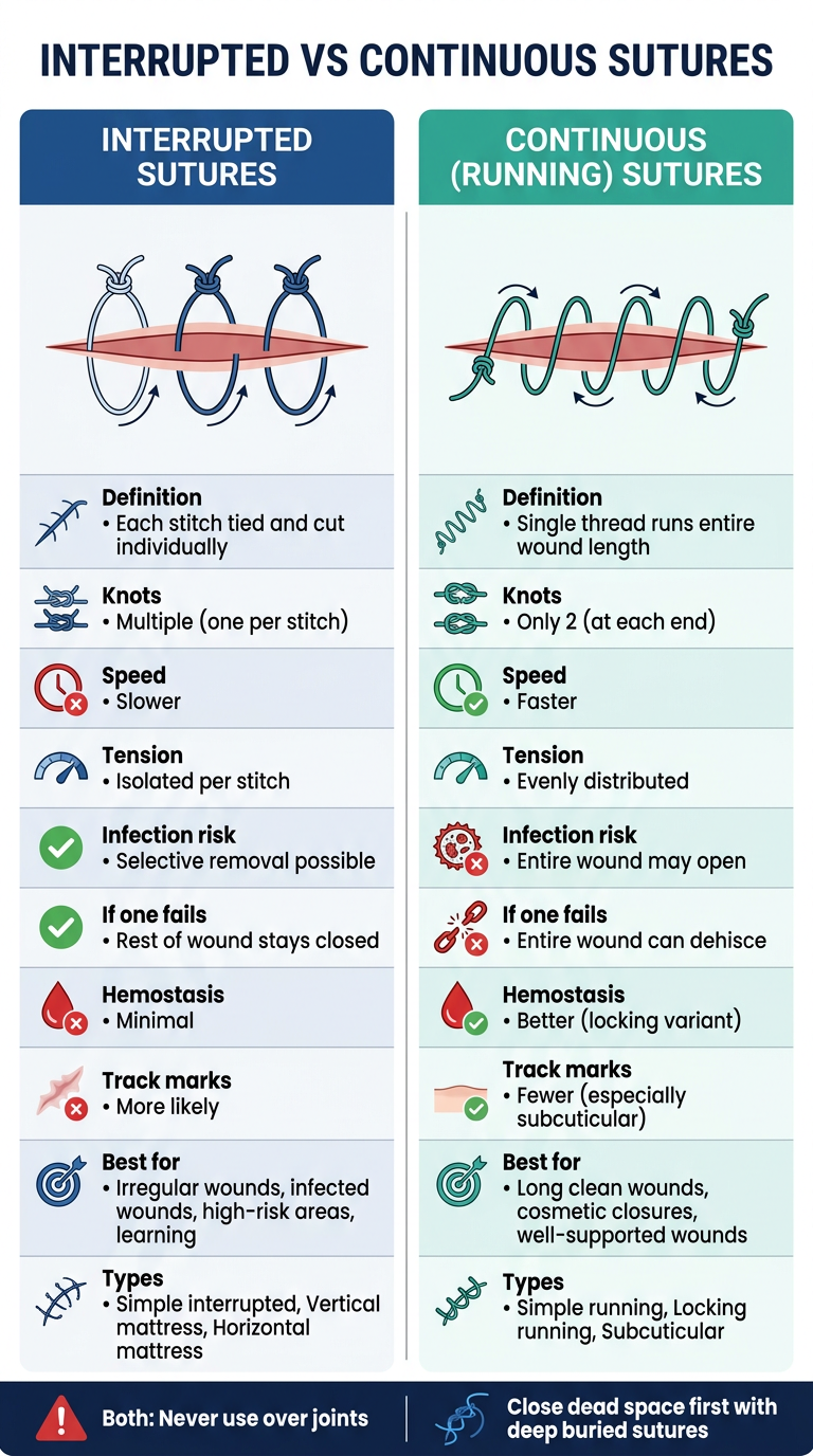 Interrupted vs Continuous Sutures Comparison Poster