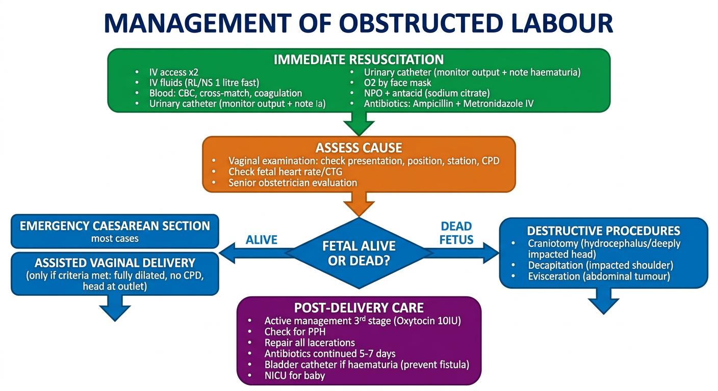 Management of Obstructed Labour Flowchart