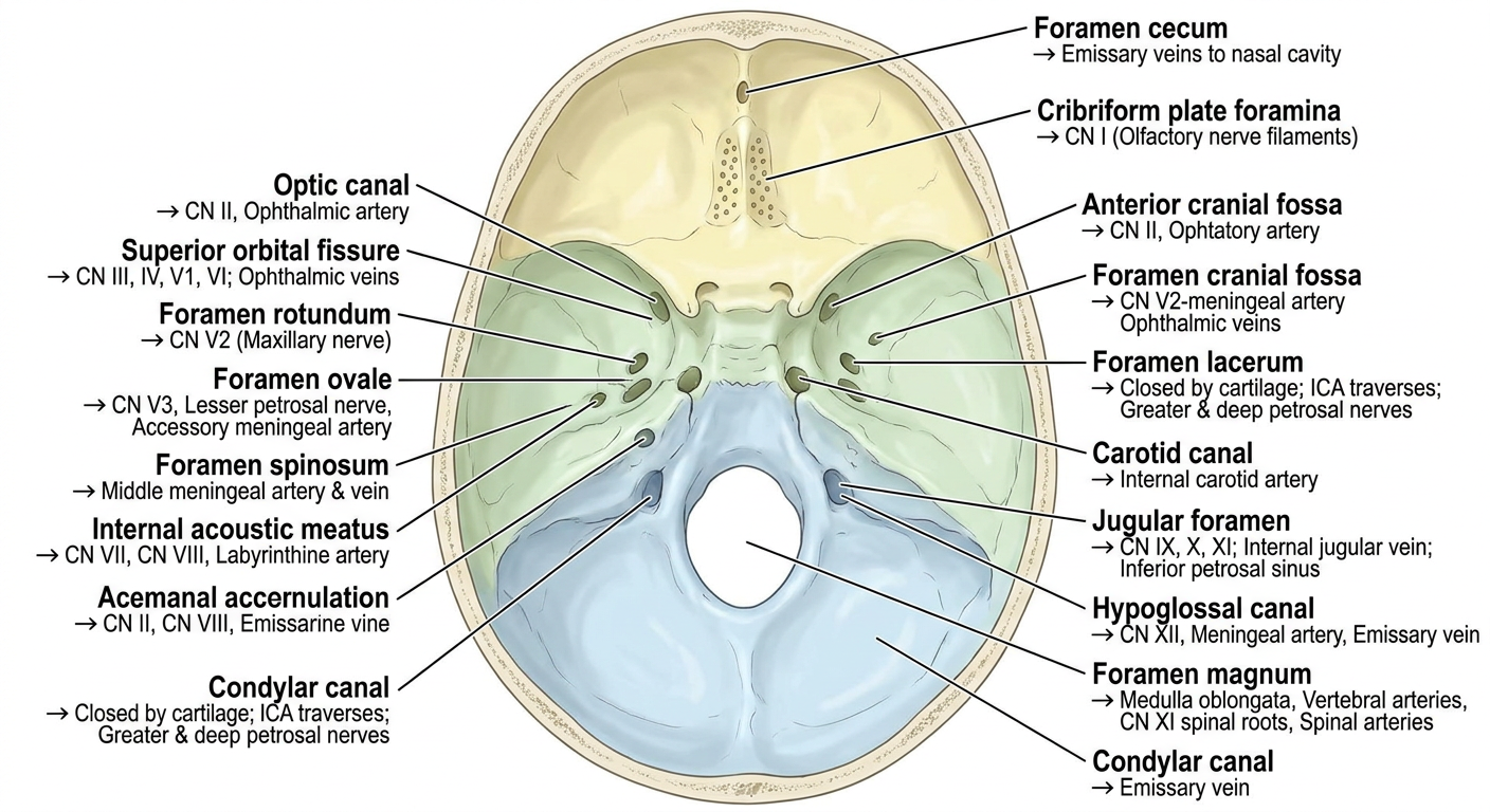 All Foramina of the Base of the Skull with Contents
