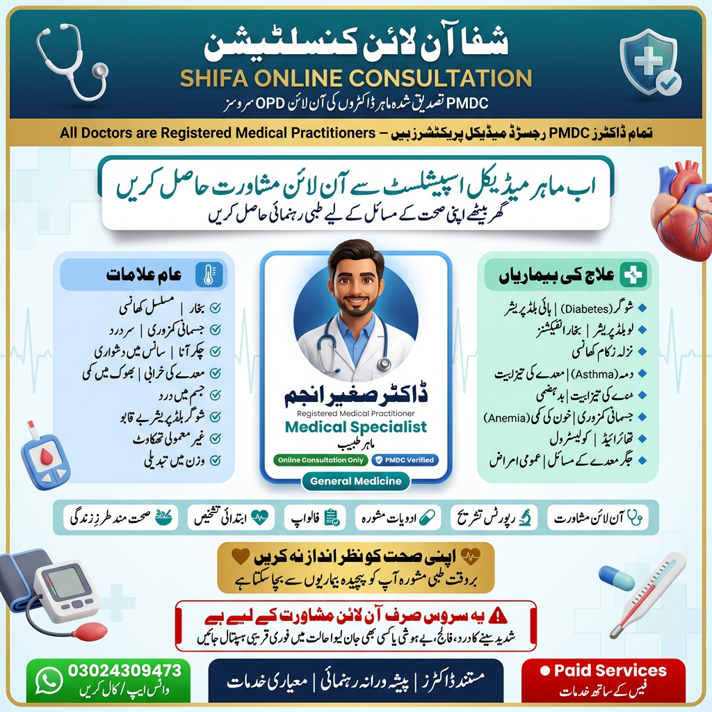 شفا آن لائن - ڈاکٹر صغیر انجم - میڈیکل اسپیشلسٹ