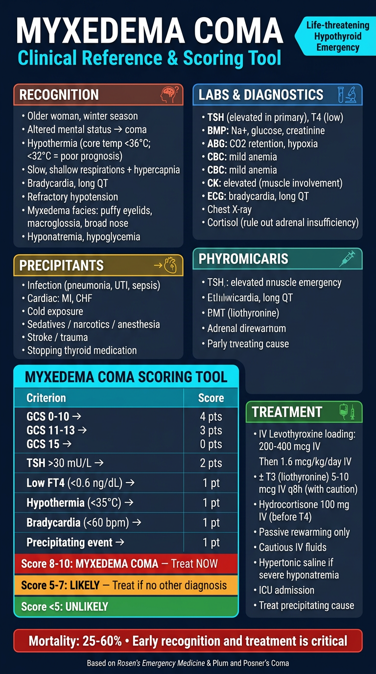 Myxedema Coma Clinical Reference Poster