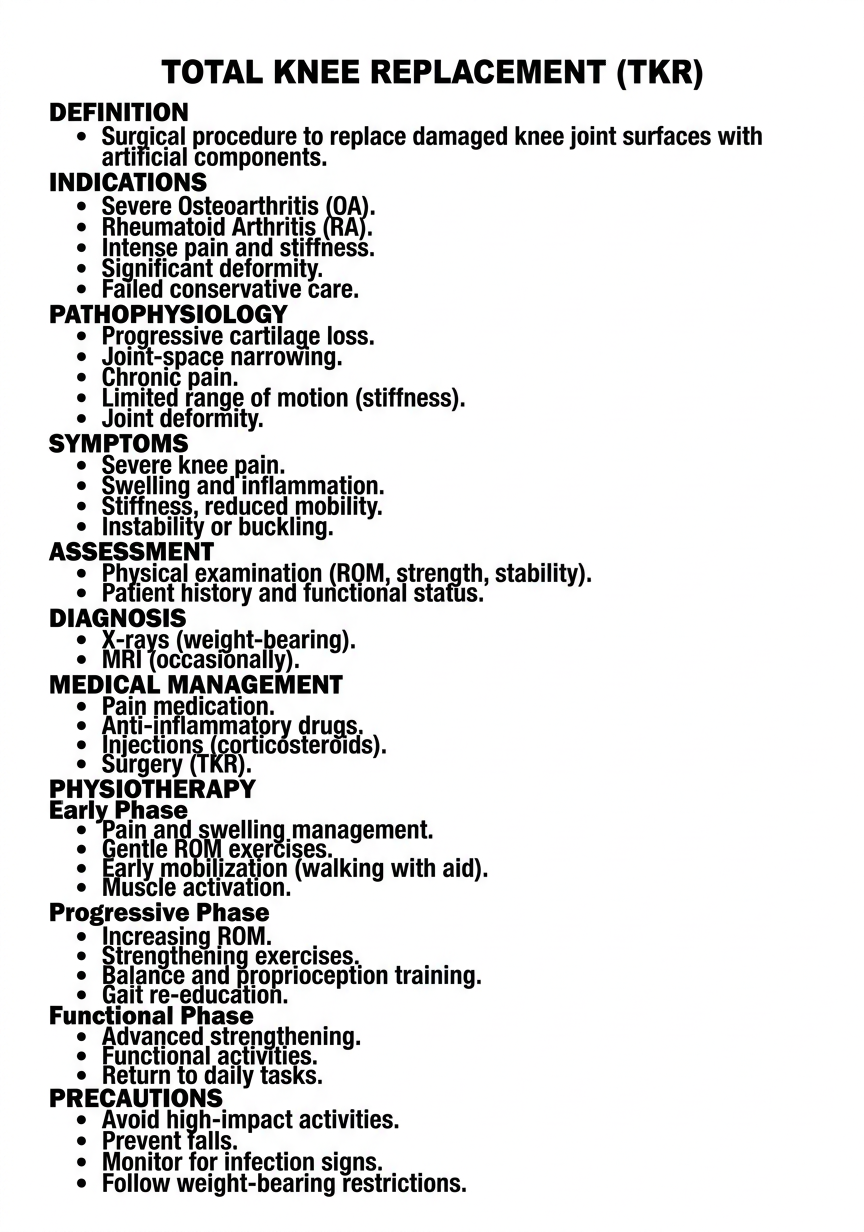 Large-text TKR one-page note