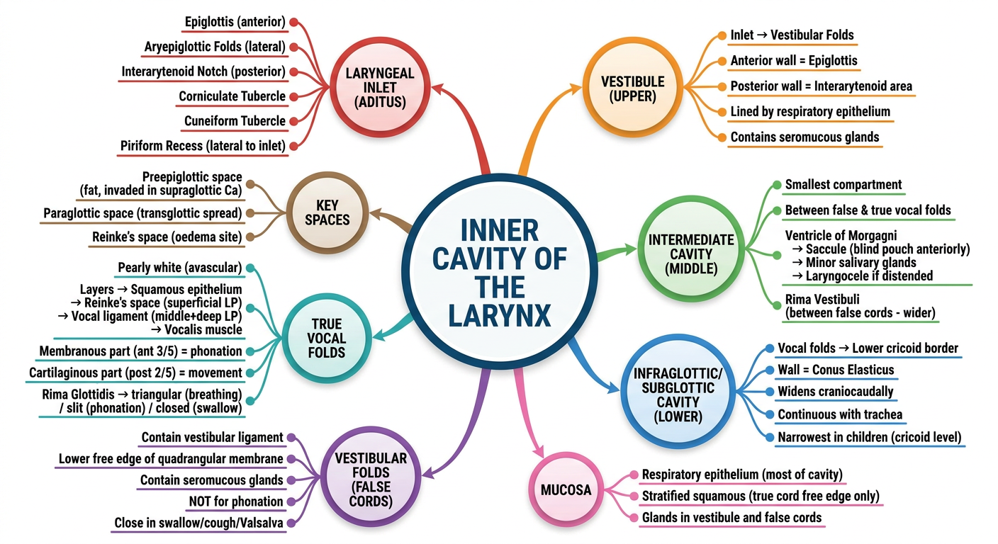 Inner Cavity of the Larynx - Mind Map