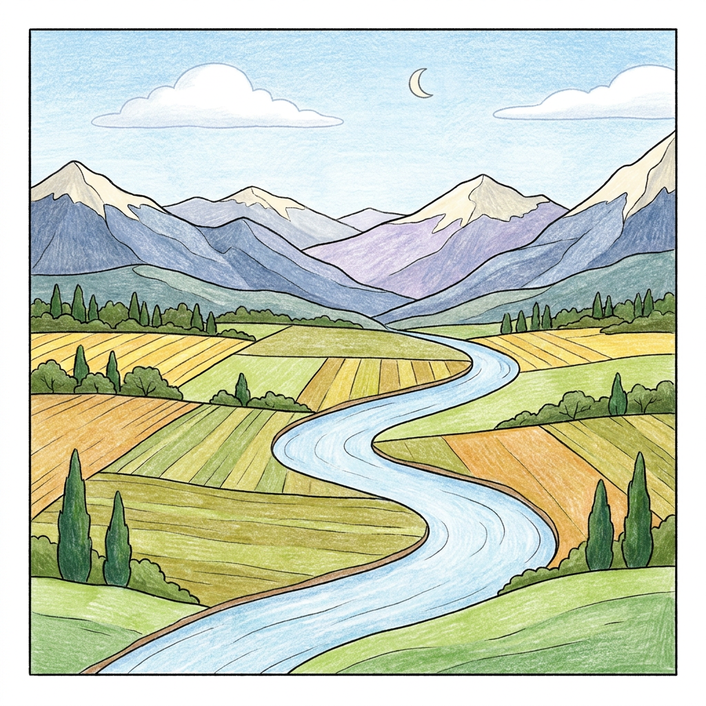 Colored landscape painting reference