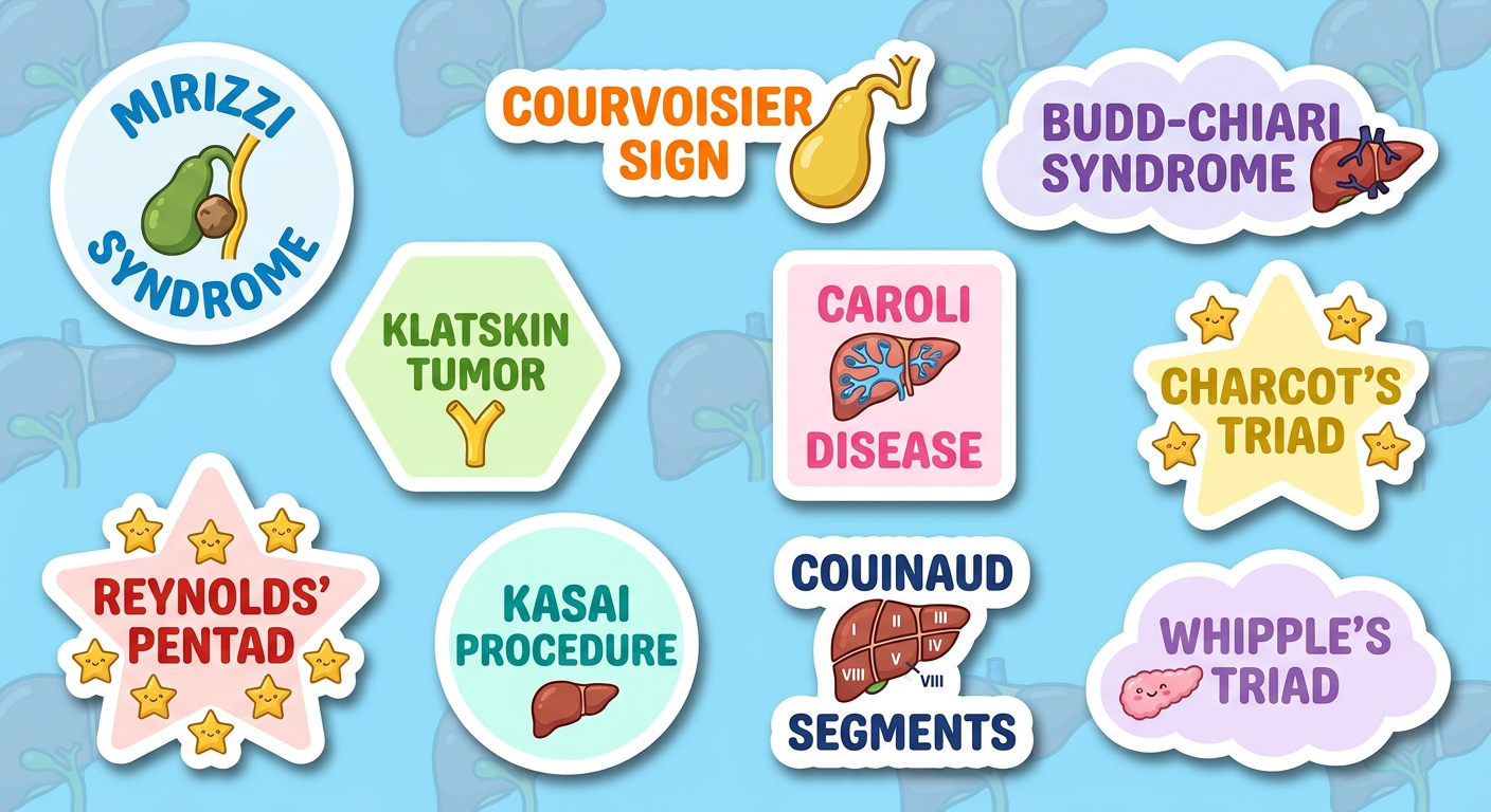 Hepatobiliary Named Syndromes & Signs - Sticker Sheet
