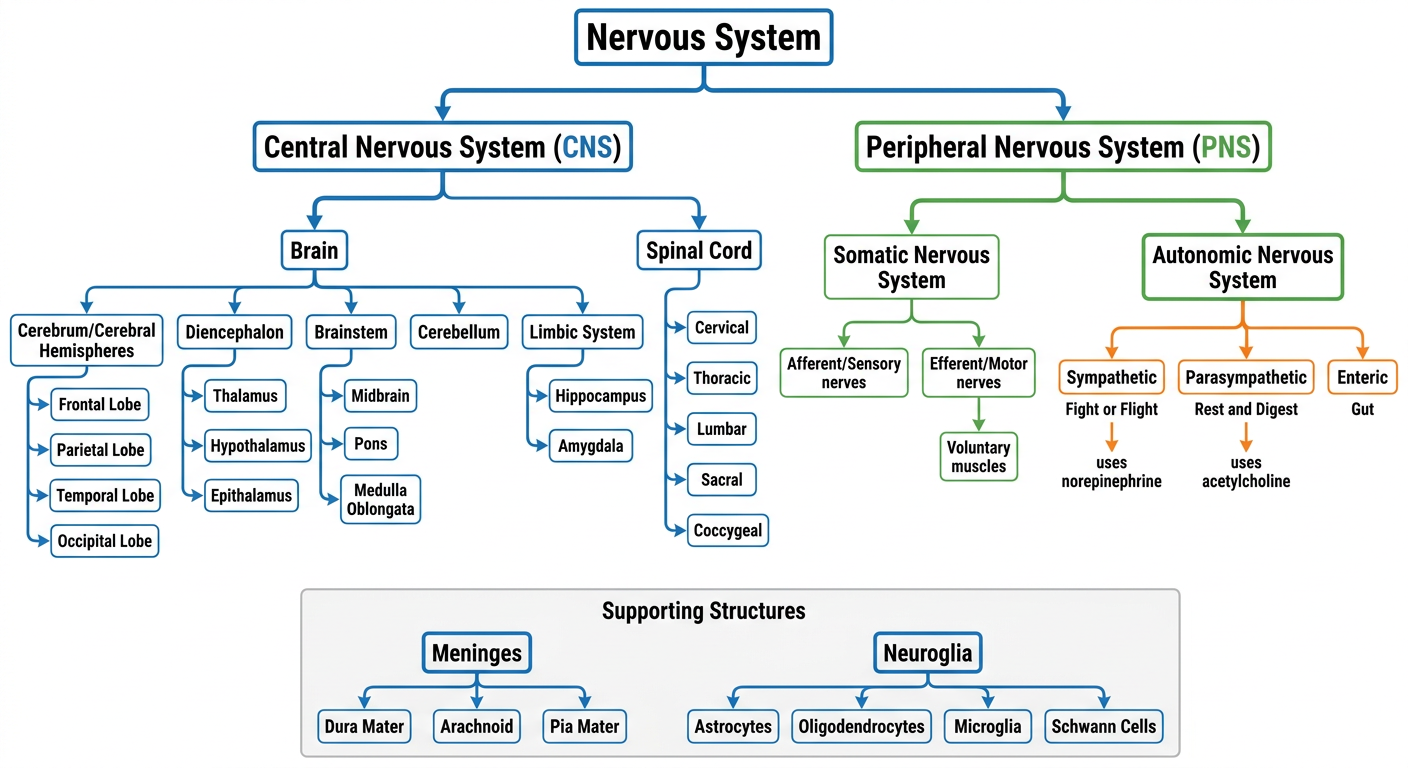 Neuroanatomy Overview Flowchart