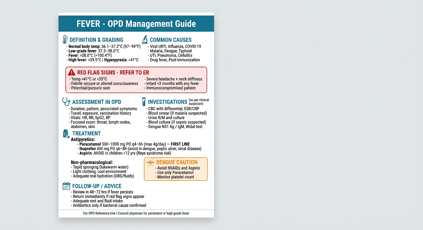 Fever OPD Management One-Page Notes