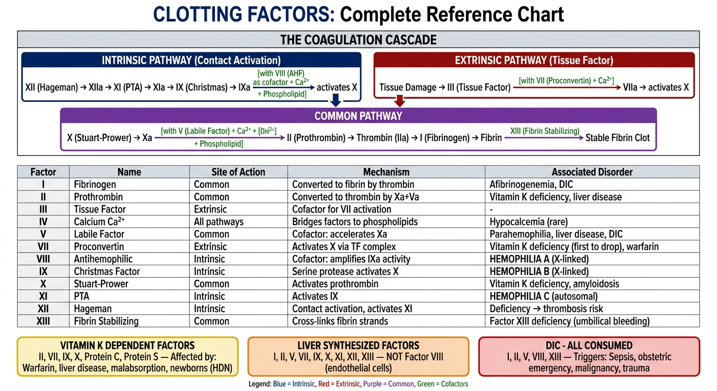 Clotting Factors Complete Reference Chart