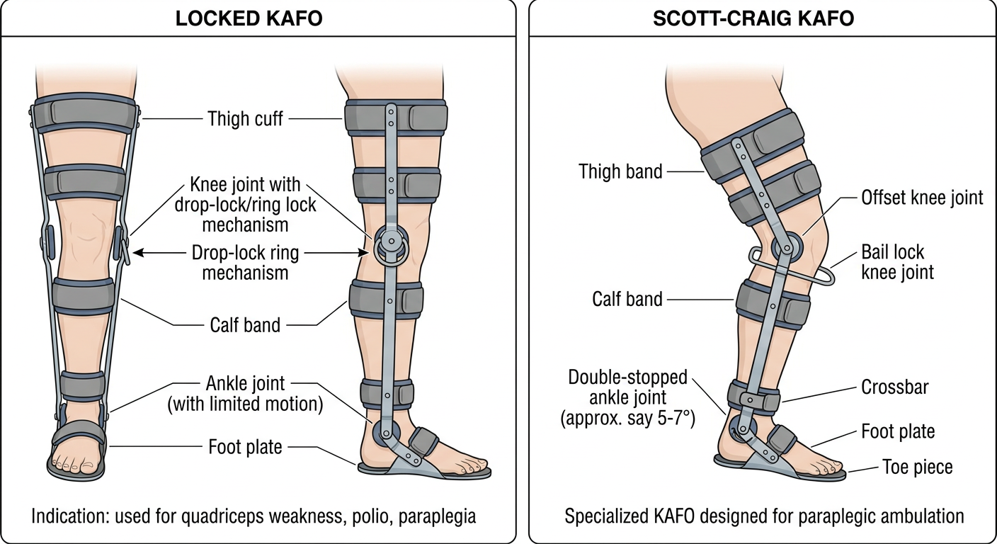 Locked KAFO and Scott-Craig KAFO Diagram