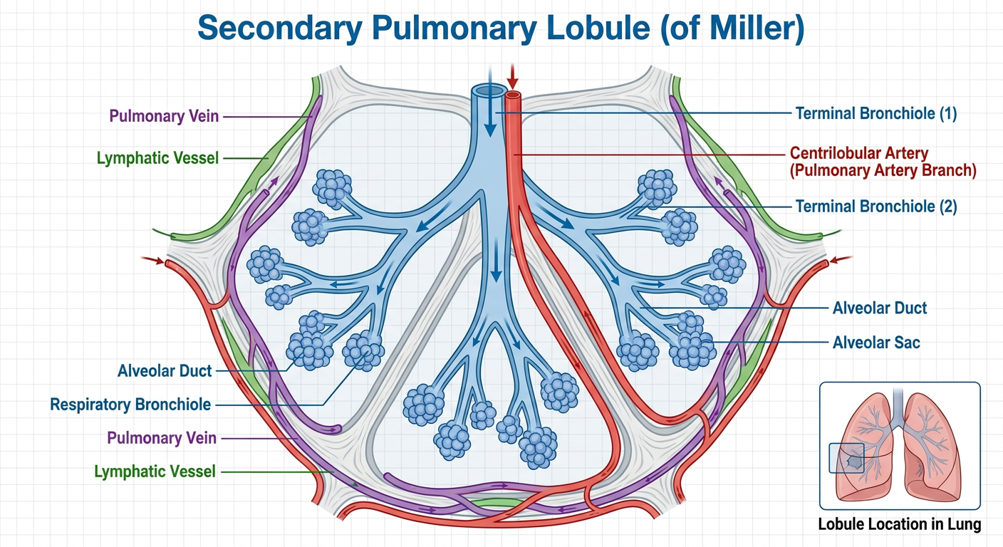 Secondary Pulmonary Lobule Diagram