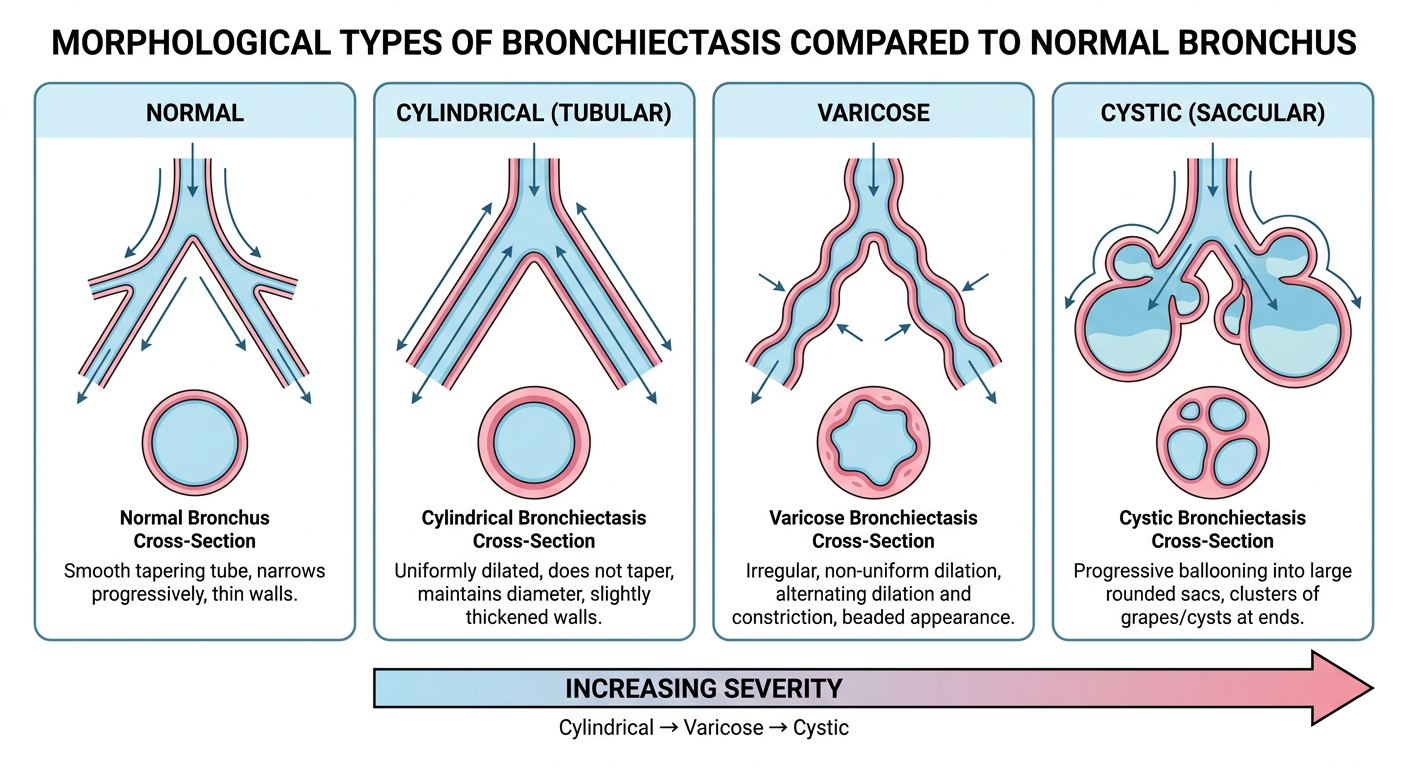 Bronchiectasis types diagram