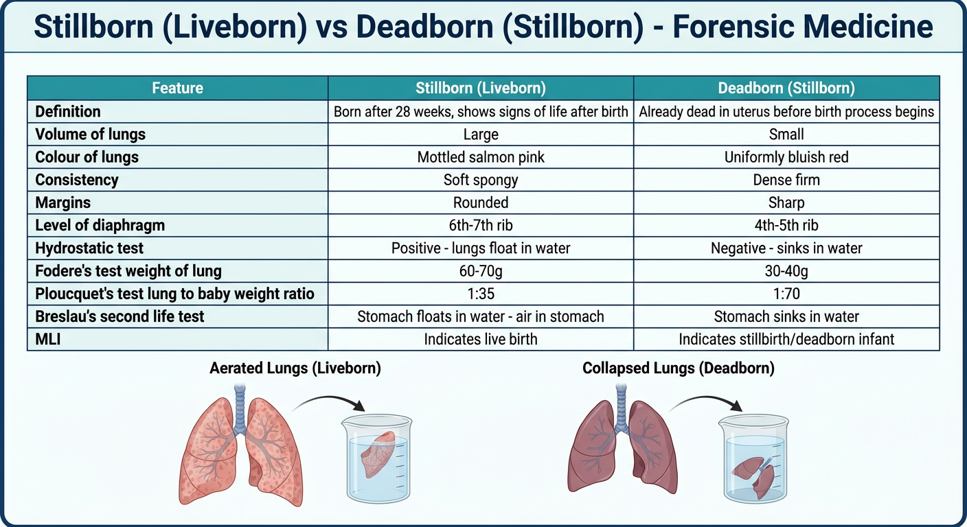 Stillborn vs Deadborn comparison chart
