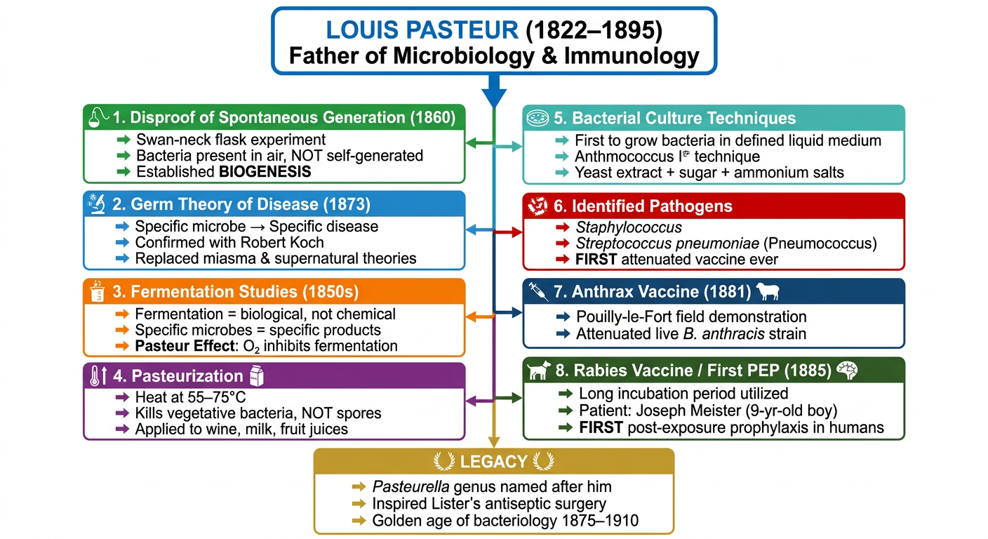 Louis Pasteur Contributions Flowchart