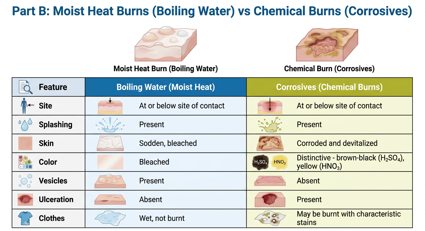 Moist Heat Burns vs Chemical Burns
