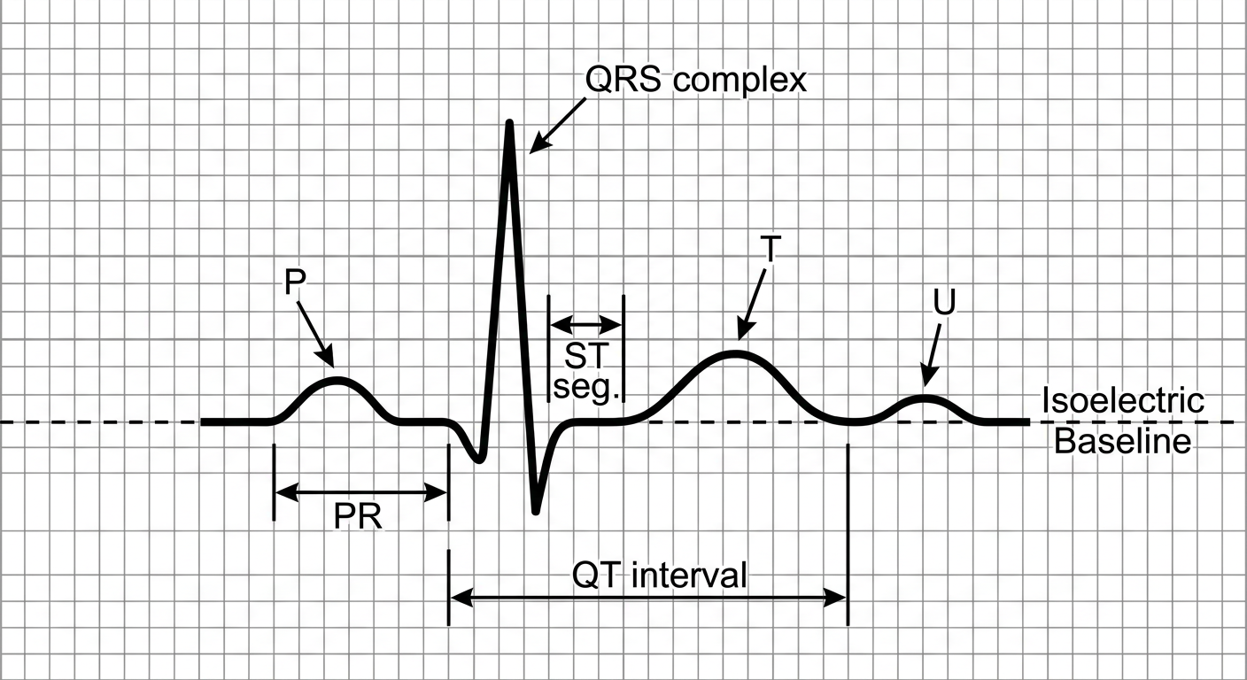 Normal ECG waveform diagram