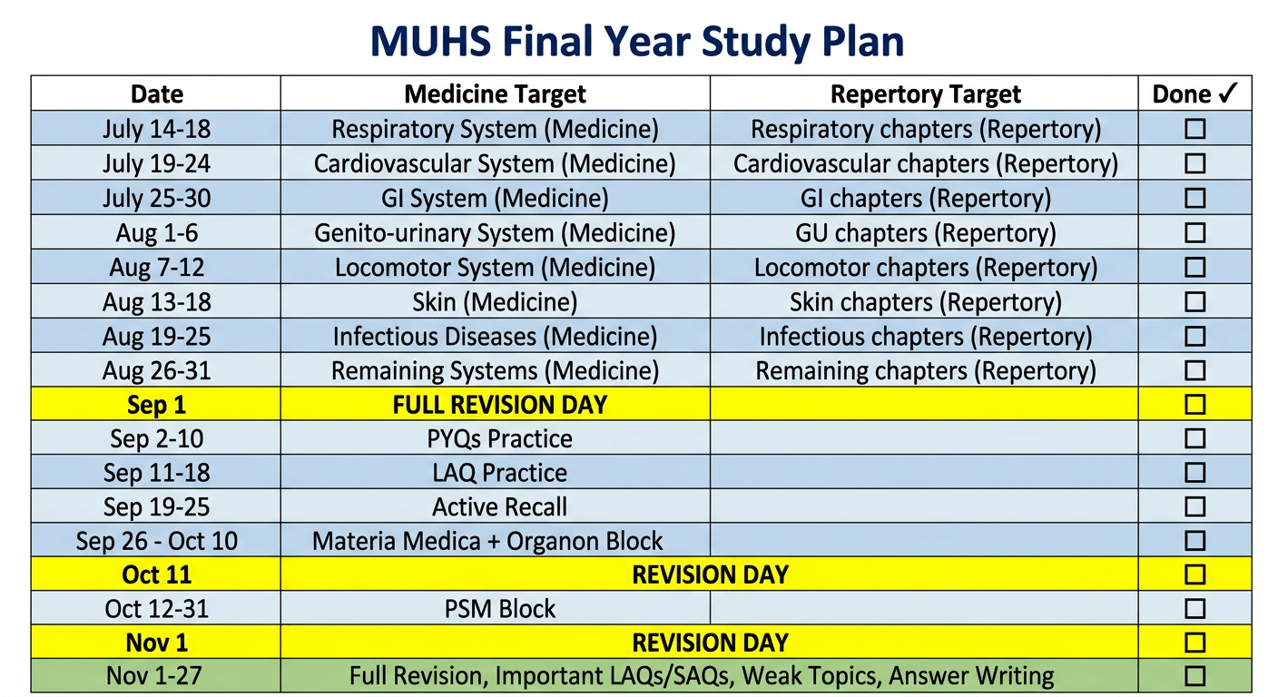 MUHS Final Year Study Plan