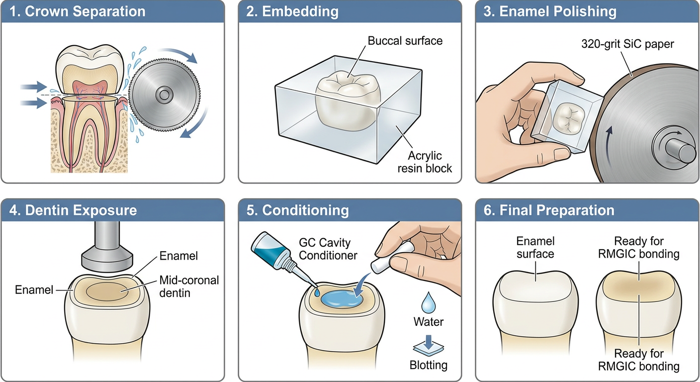 Dental specimen preparation for bond strength testing