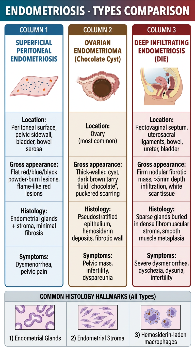 Endometriosis Types Comparison Poster