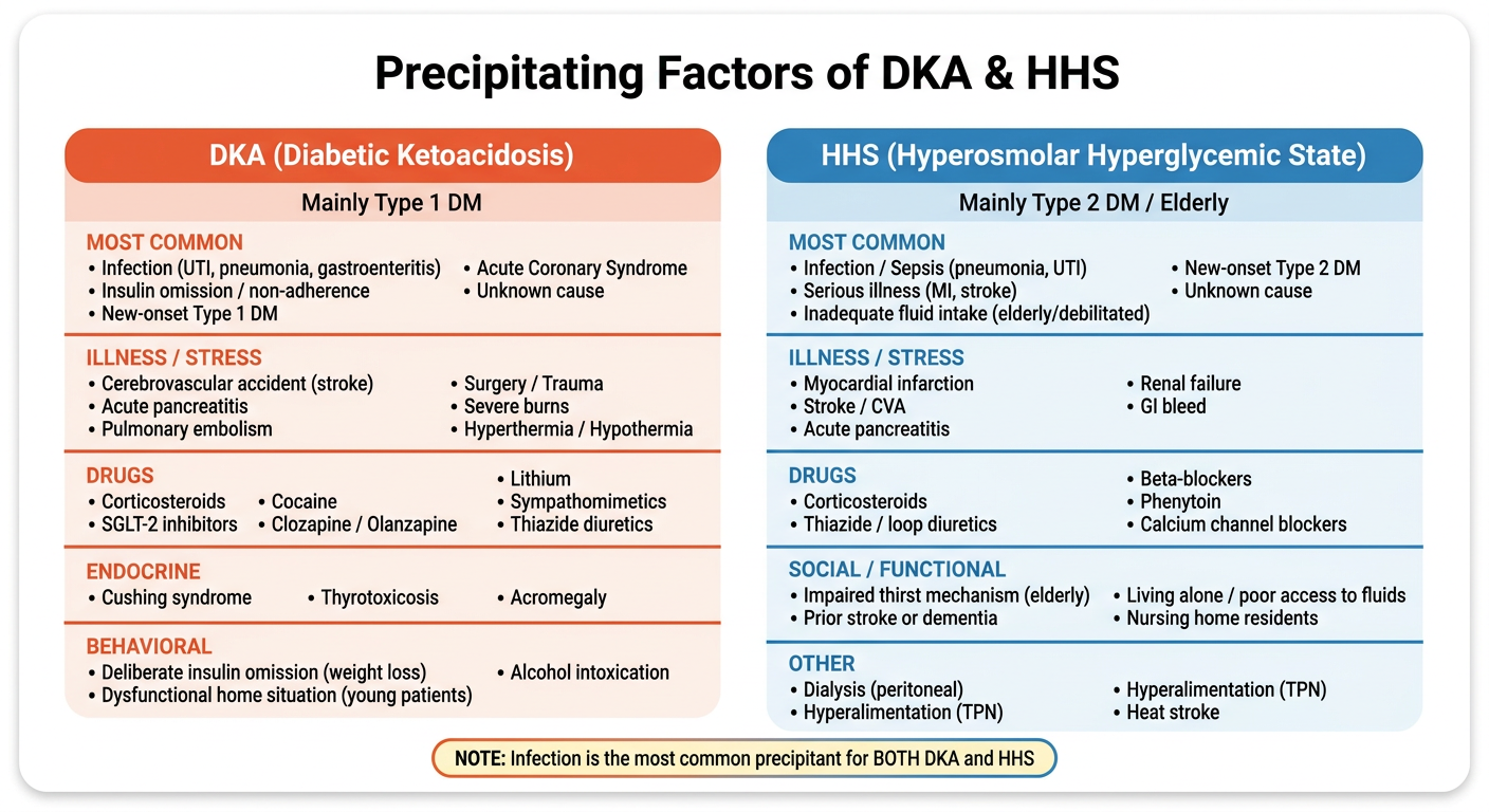 Precipitating Factors of DKA and HHS
