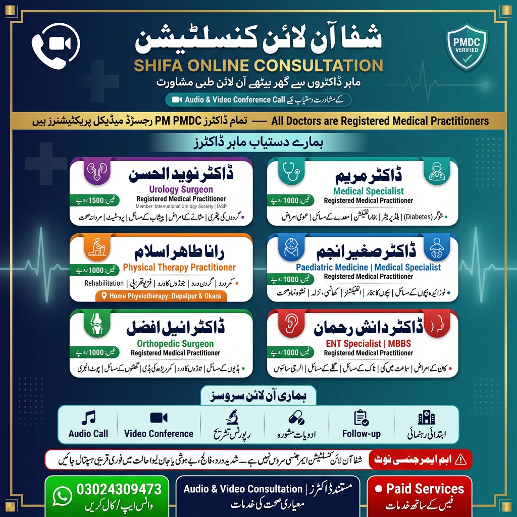 شفا آن لائن کنسلٹیشن - تمام ماہر ڈاکٹرز