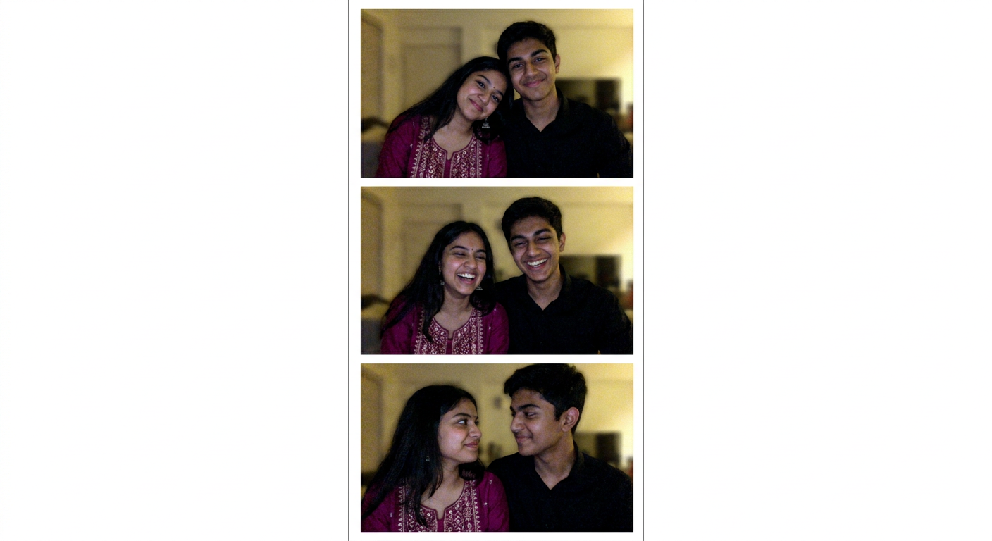 Photobooth-style couple strip