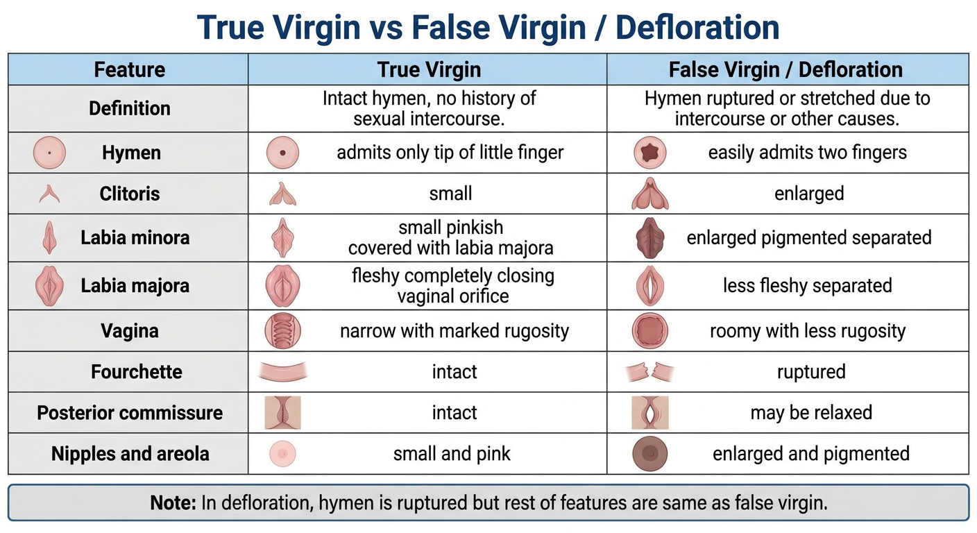 True Virgin vs False Virgin comparison chart