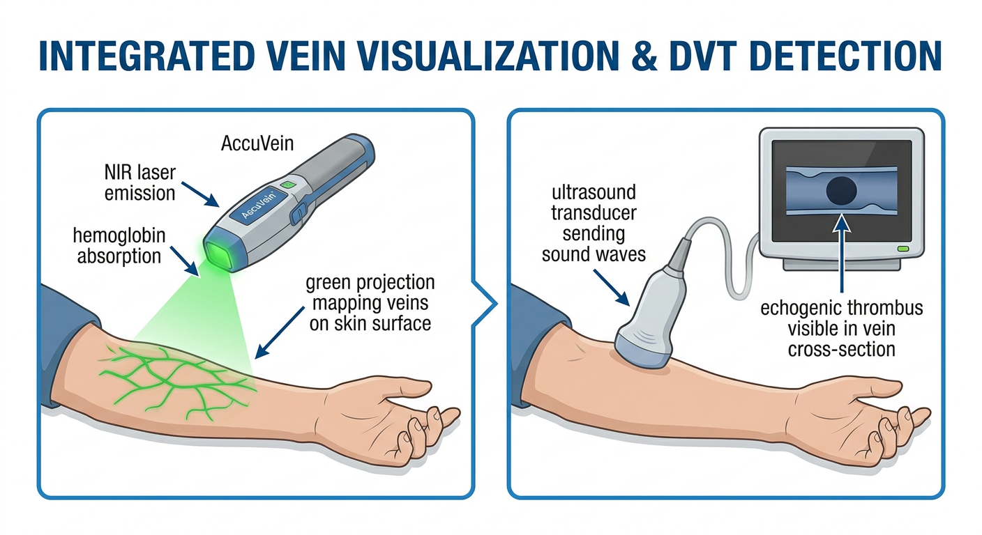 AccuVein + Ultrasound Clot Detection Diagram