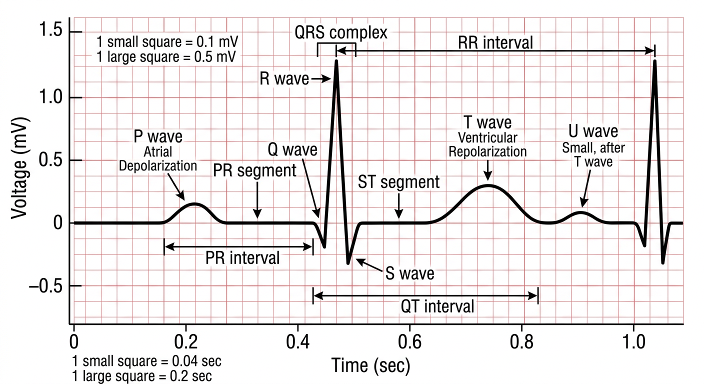 Normal ECG with labels