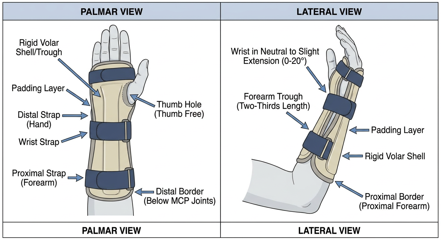 Volar wrist splint diagram