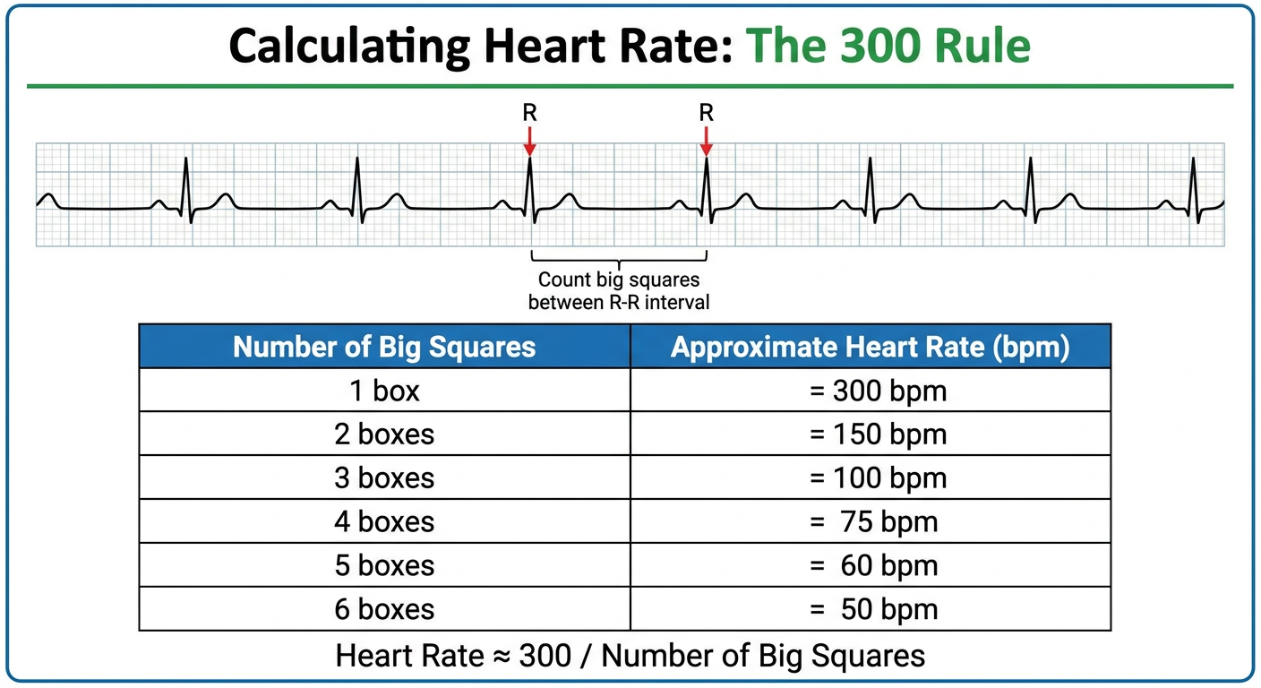 ECG 300 rule heart rate calculation