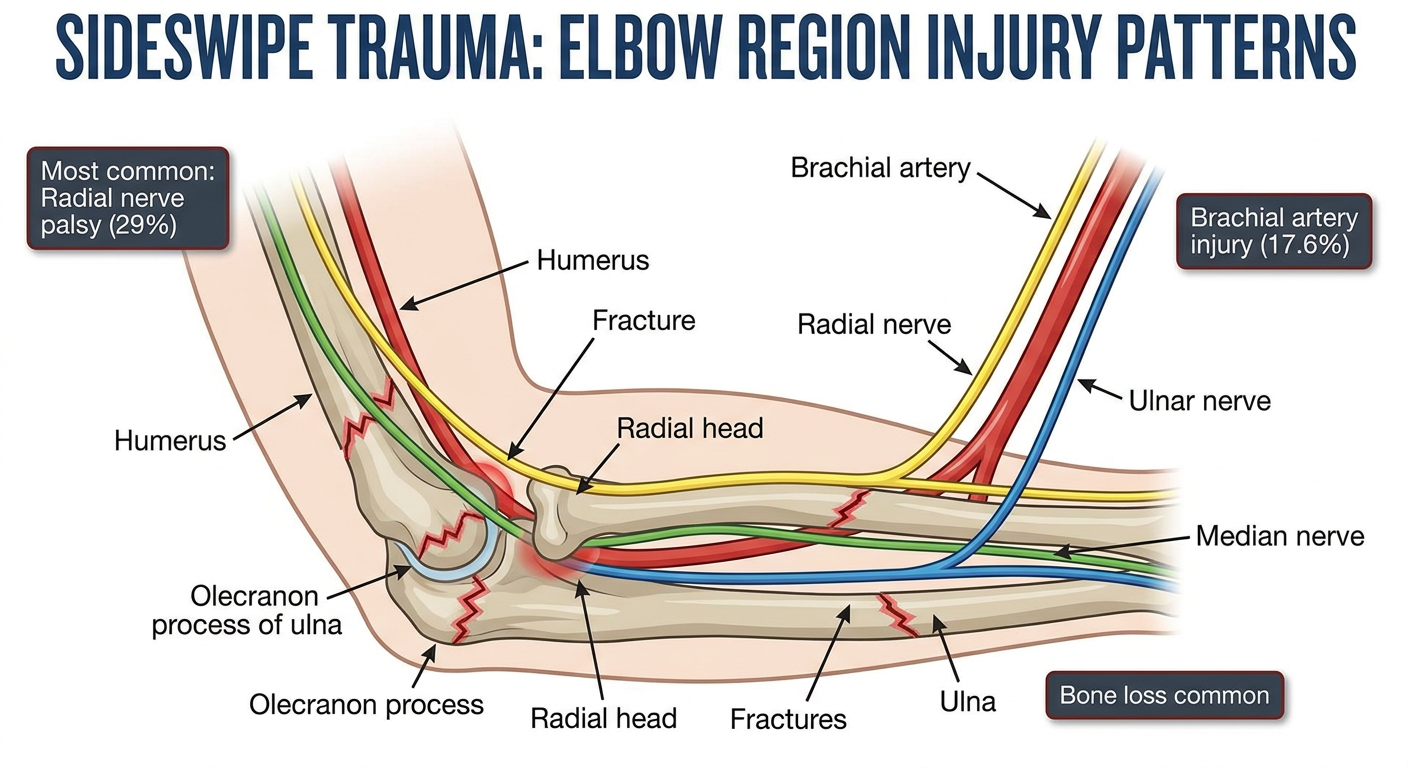 Elbow Anatomy and Sideswipe Injury Patterns