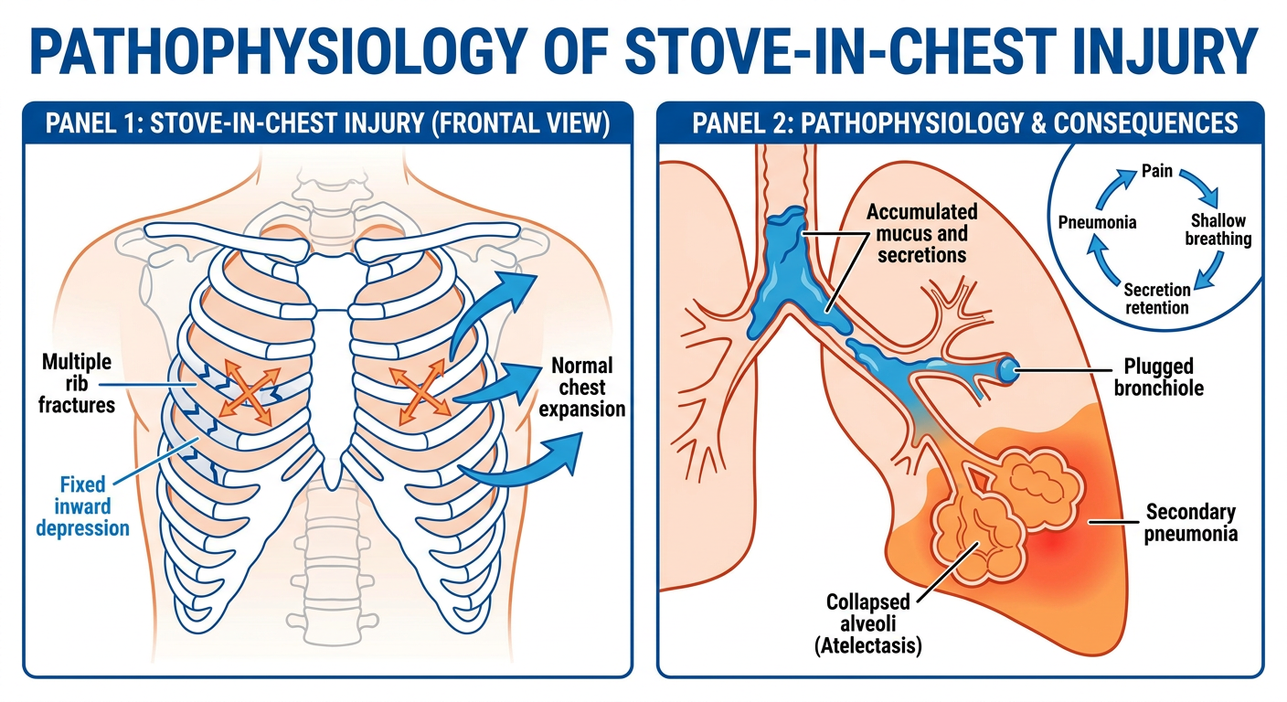 Stove-in-chest pathophysiology
