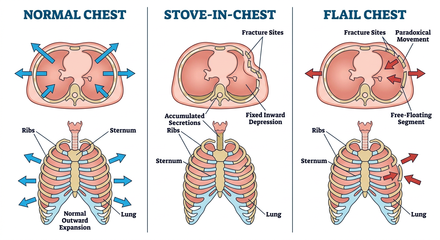 Chest wall injury comparison diagram