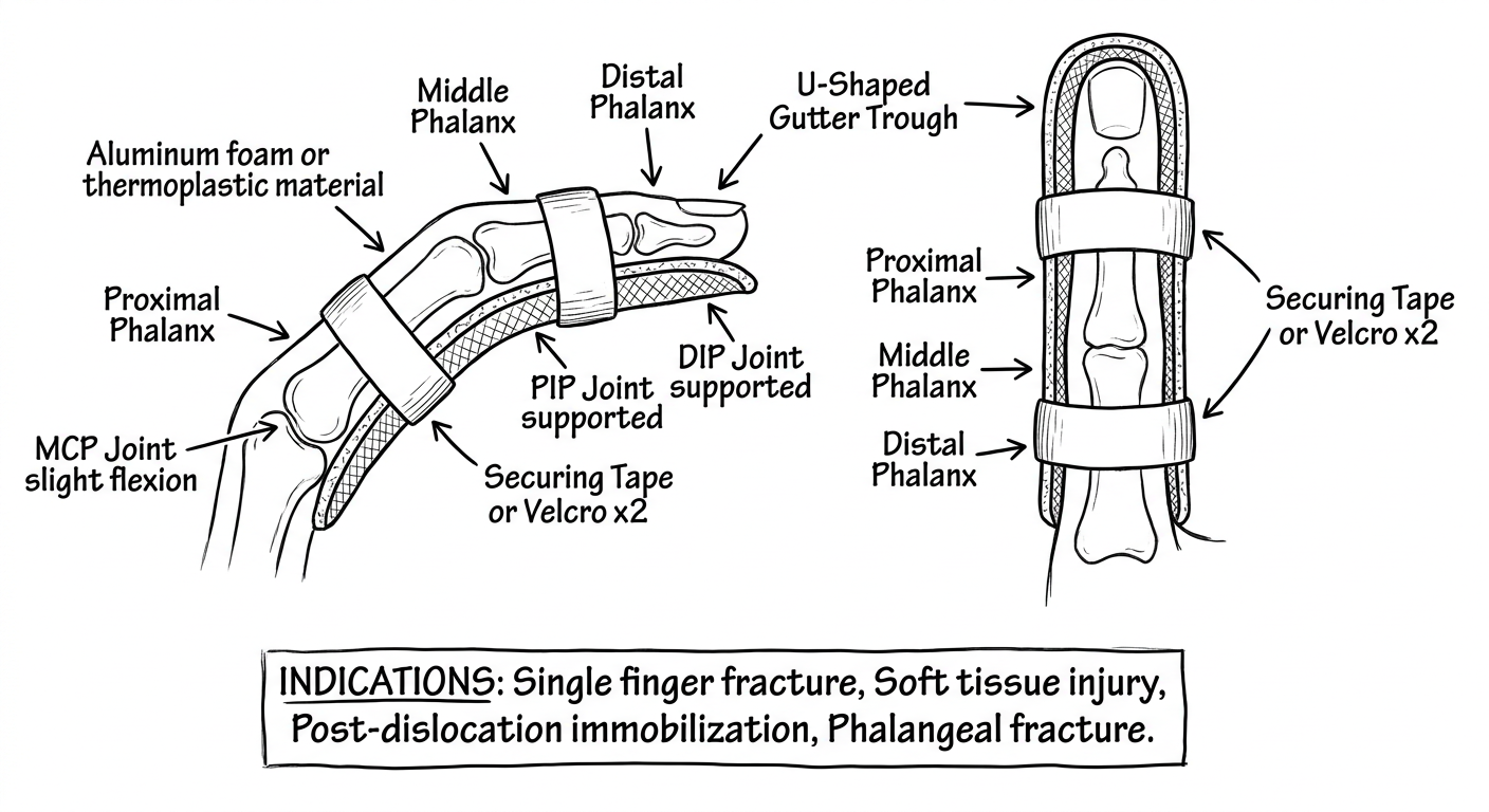 Finger Gutter Splint - Drawable Diagram