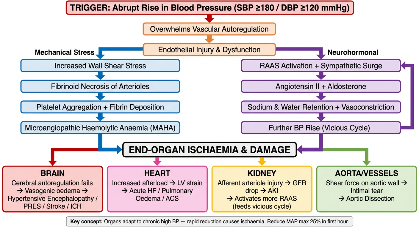 Hypertensive Emergency Pathophysiology Flowchart