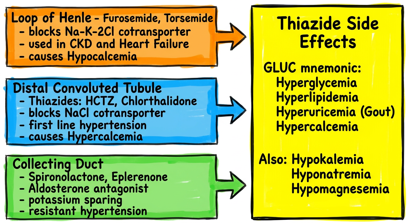 Diuretics - Nephron Sites and Side Effects