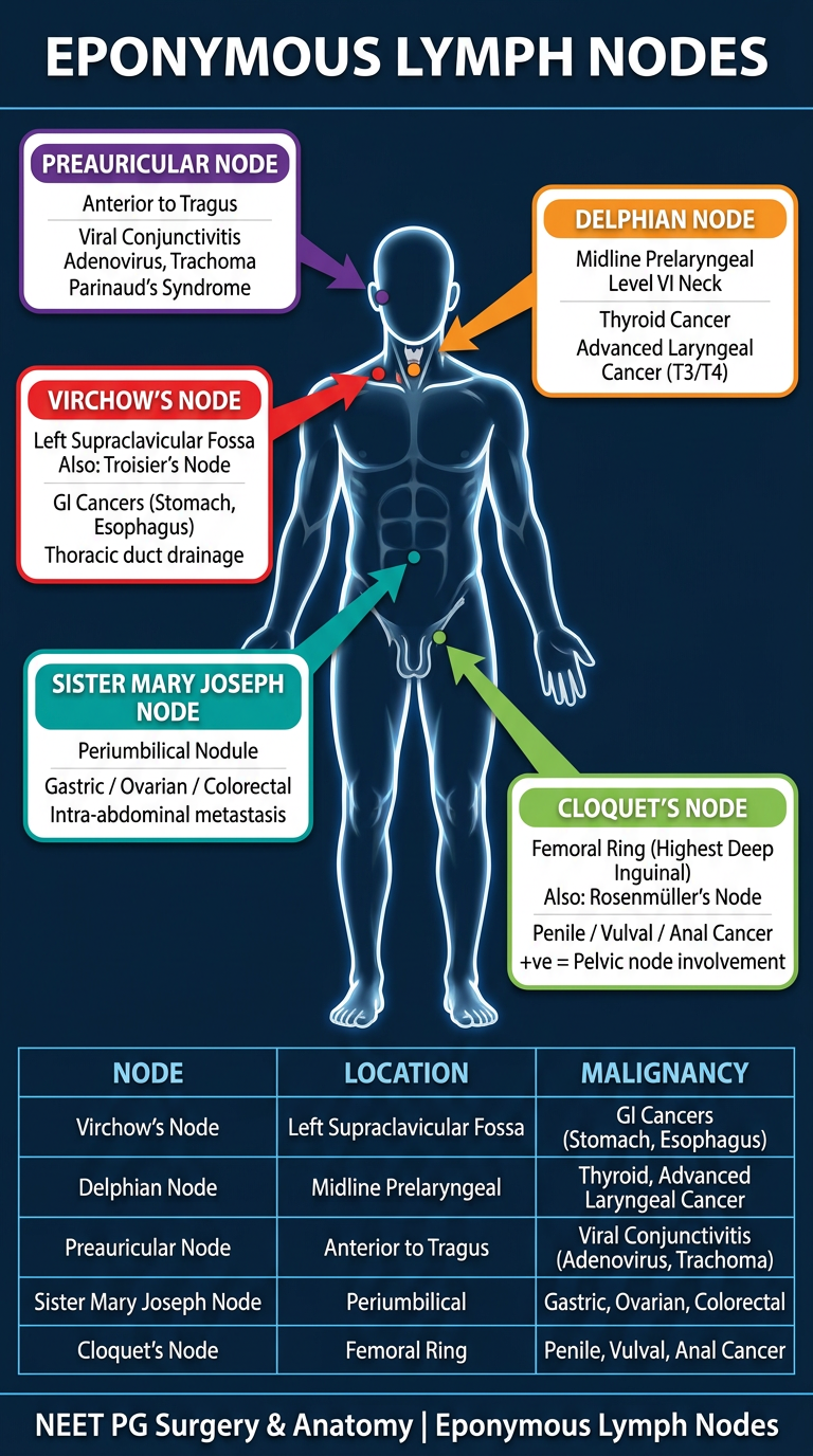 Eponymous Lymph Nodes - NEET PG Poster
