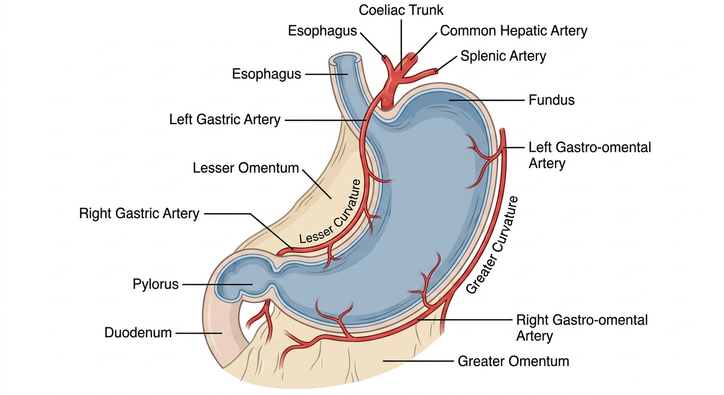 Stomach blood supply diagram