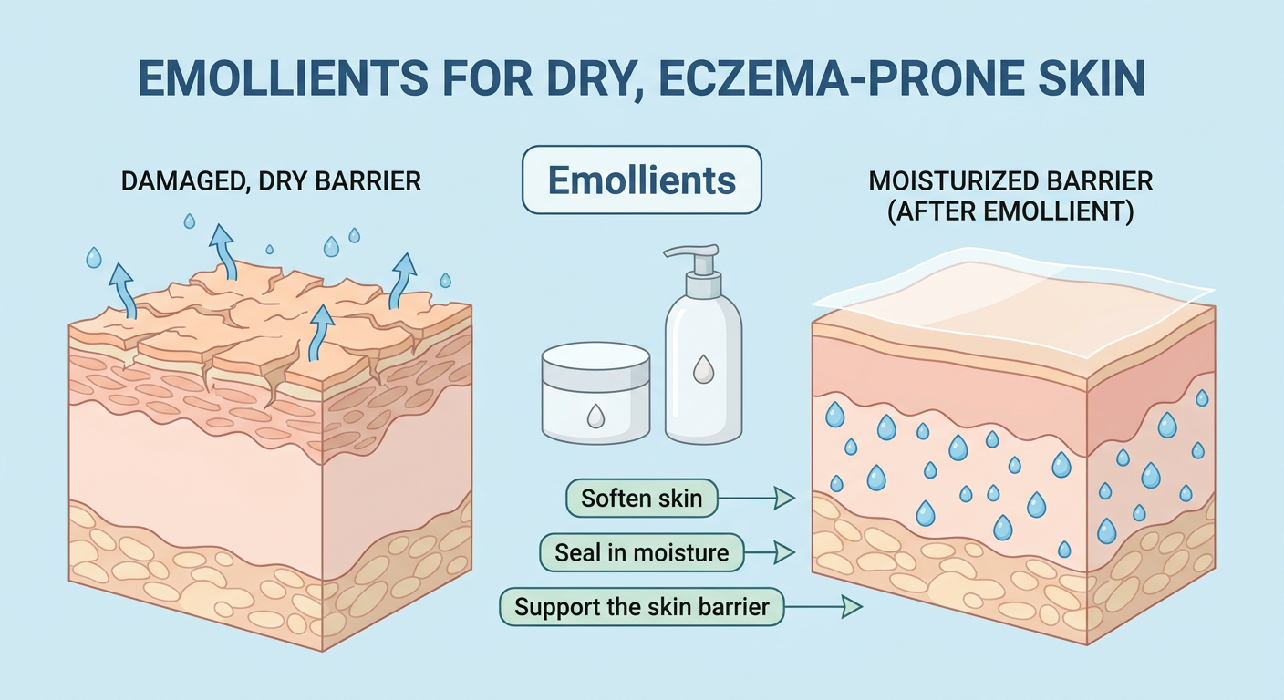 Educational infographic on emollients