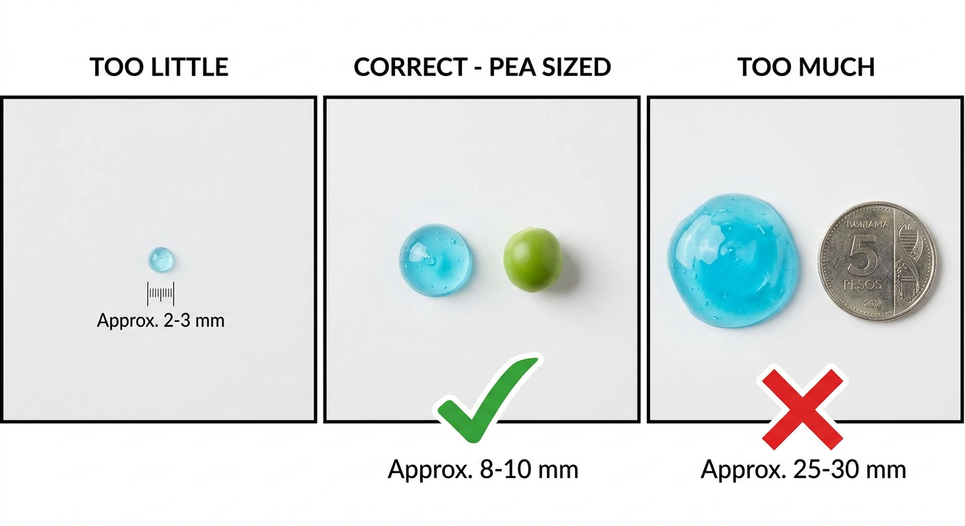 Pea-sized face wash amount guide