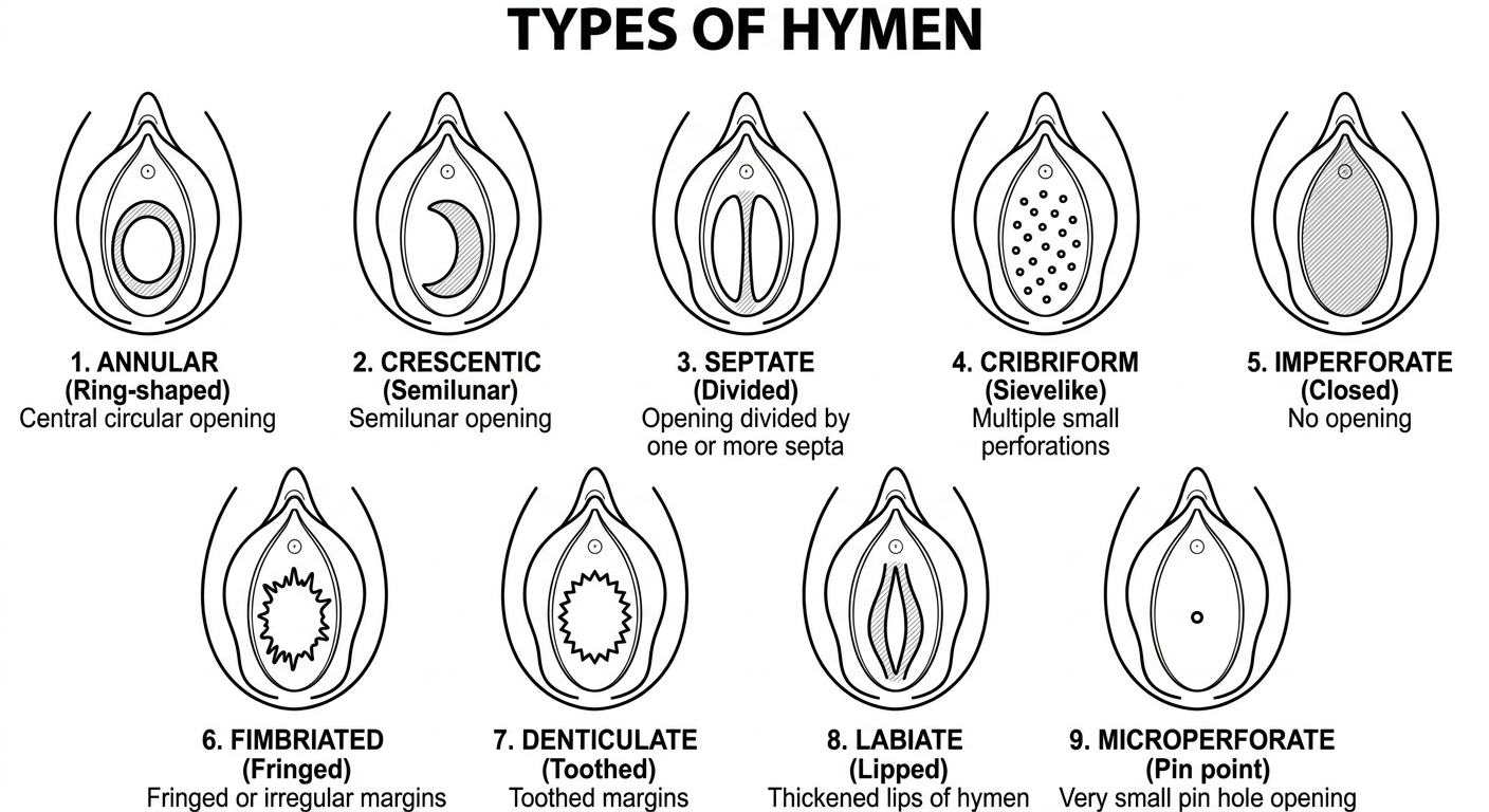 Types of Hymen - Labeled Diagram