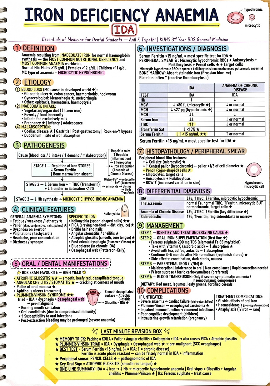 Iron Deficiency Anaemia Revision Notes