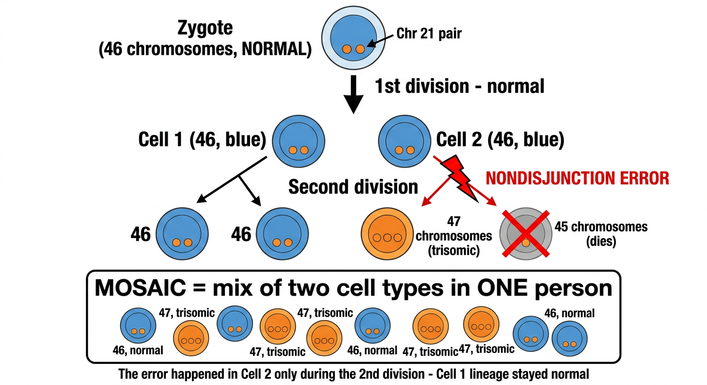 Mosaic Down Syndrome - Cell Division Diagram