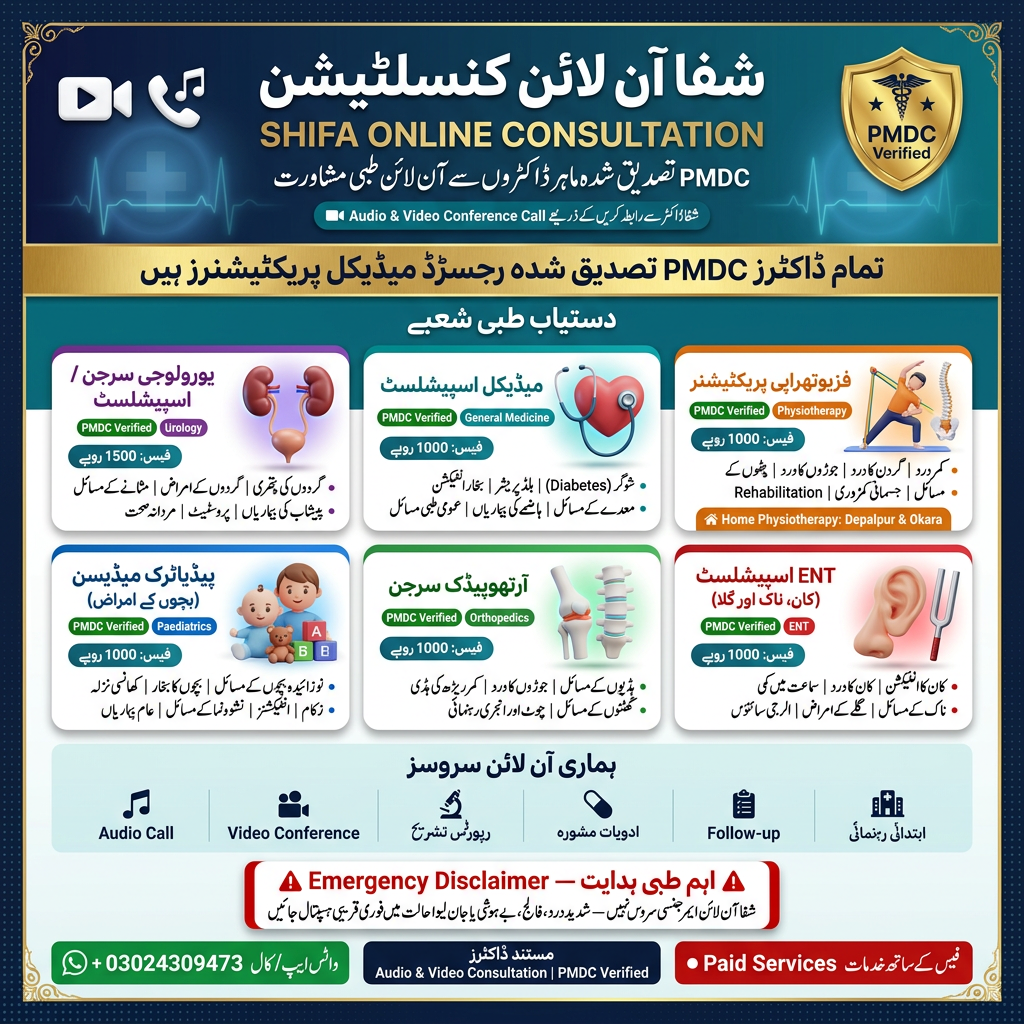 شفا آن لائن کنسلٹیشن - ملٹی اسپیشلٹی