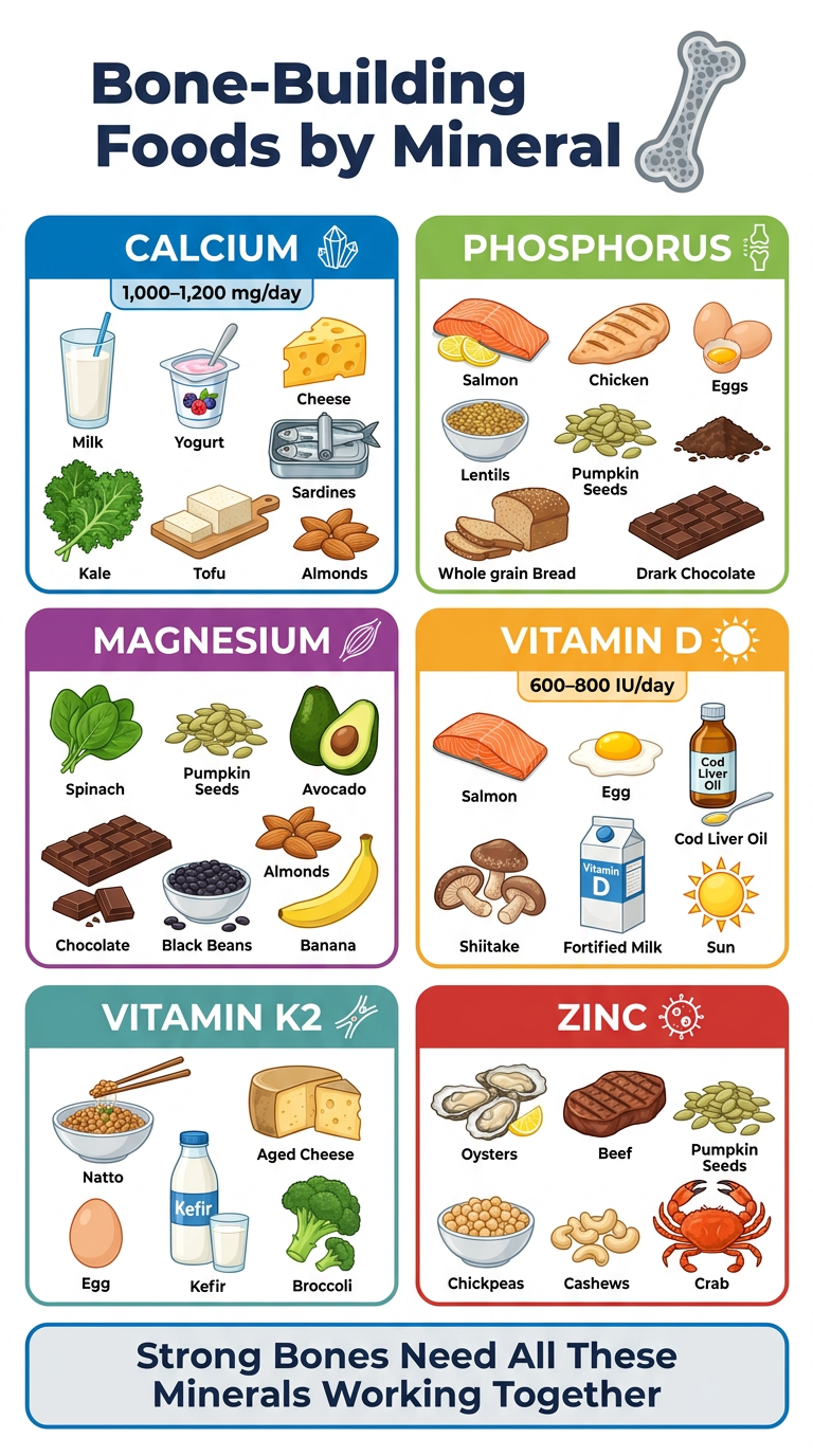 Bone-Building Foods by Mineral Infographic