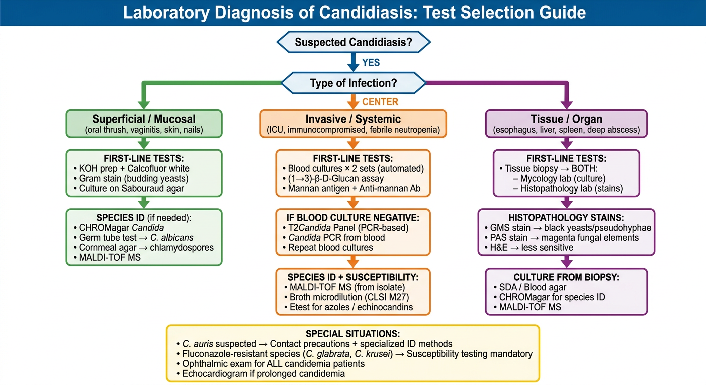 Clinical Decision Flowchart: Laboratory Diagnosis of Candidiasis