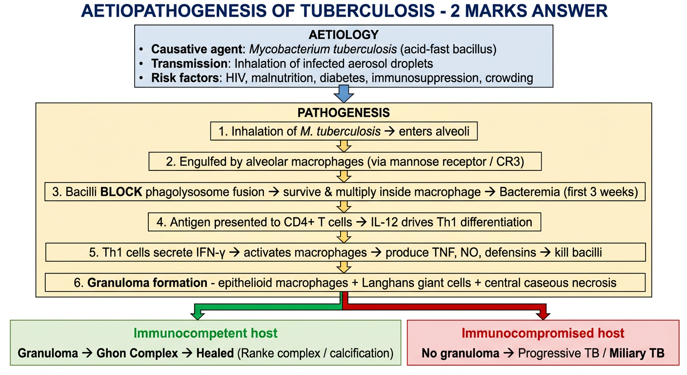 Aetiopathogenesis of Tuberculosis - Exam Diagram